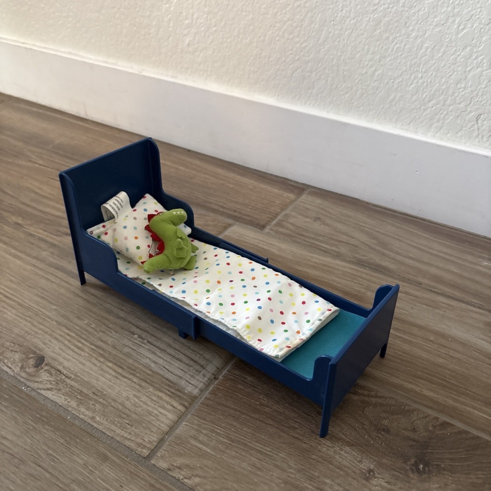 IKEA Dollhouse Furniture Bed w/ Blanket, Pillow & Alligator